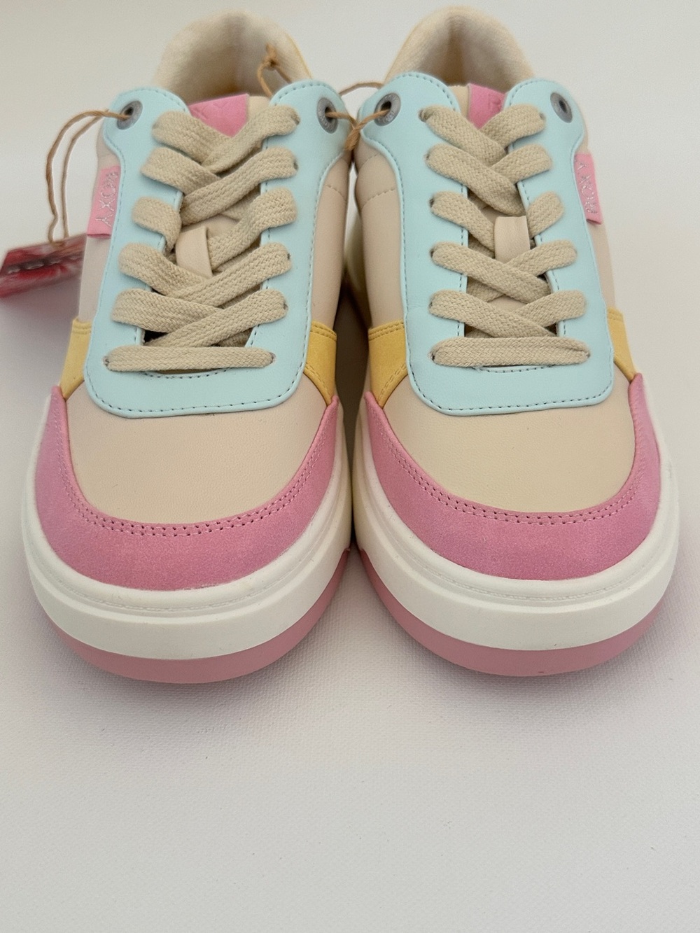 Roxy Tan Pink Blue Yellow Color-Block Sneakers Size 7 - Picture 5 of 12